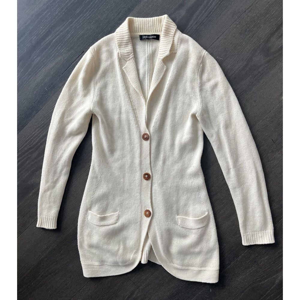 IRIS VON ARNIM $975 Women's Longline 100% Cashmere Cardigan Medium Made In Italy